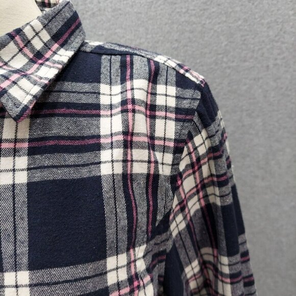 Stillwater Supply Top Womens Large Purple Plaid Long Roll Tab Sleeve Button Up - Picture 3 of 9